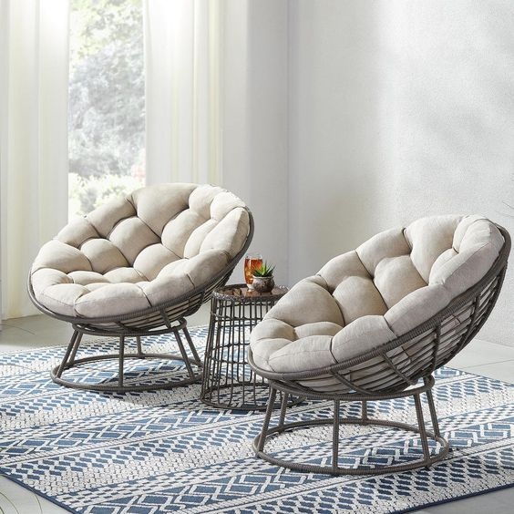 Купить комплект ротанговой мебели для отдыха 2 кресла папасан+столик