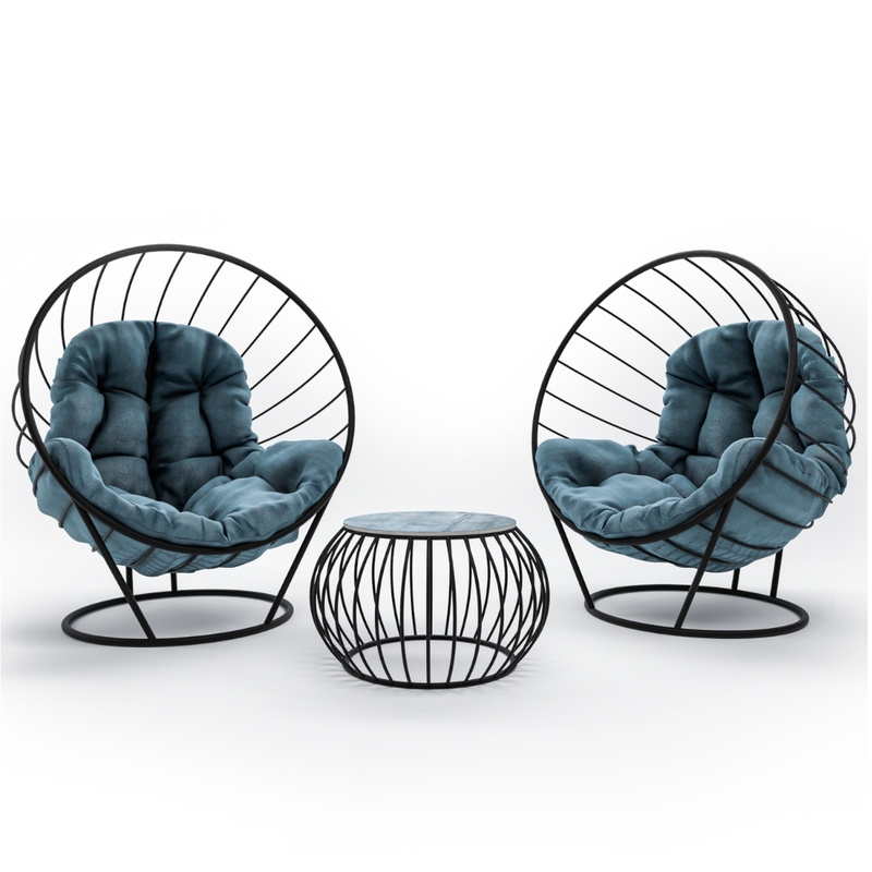 Купить комплект мебели в стиле лофт 2 кресла шара + журнальный столик