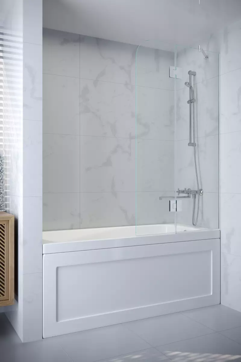 Купить стеклянную прозрачную шторку для ванной Аквамарин в стиле LOFT