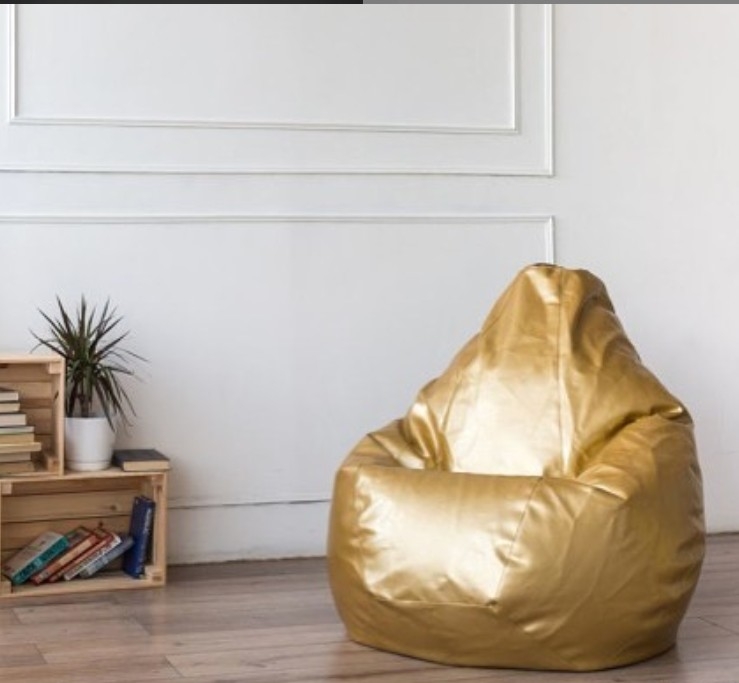 Золотое кресло мешок груша из экокожи