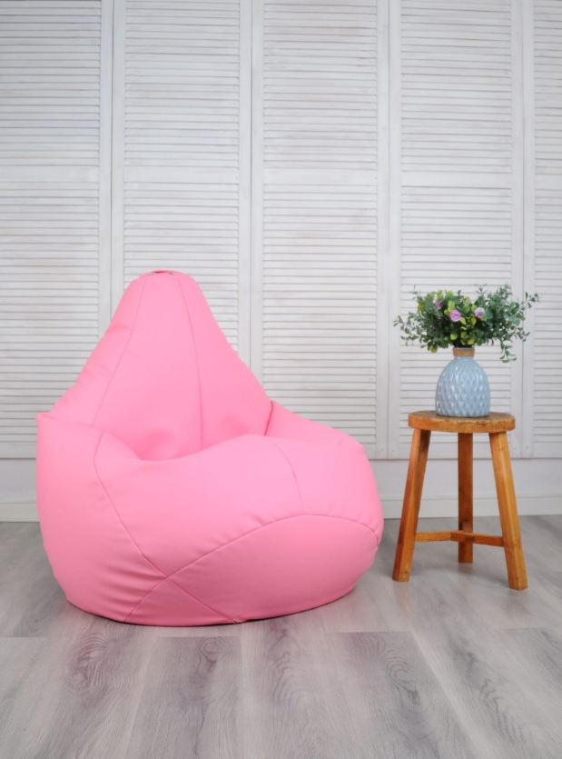 Розовое кресло груша из экокожи