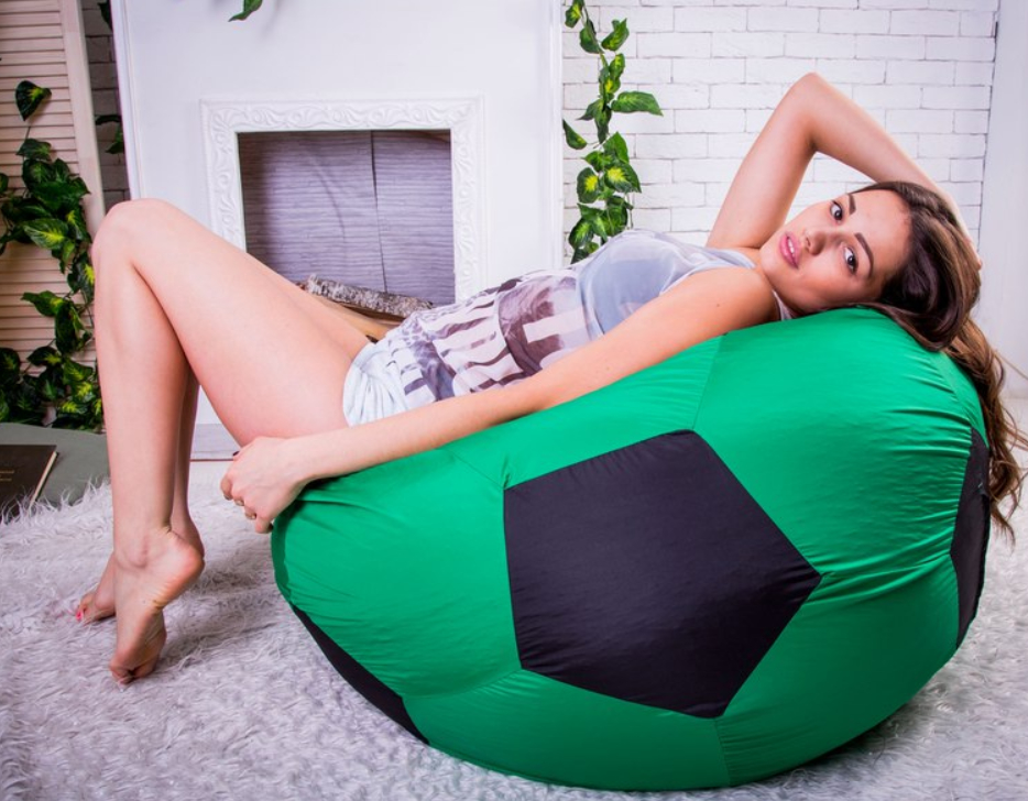 Кресло мешок мяч зелено черный из ткани оксфорд