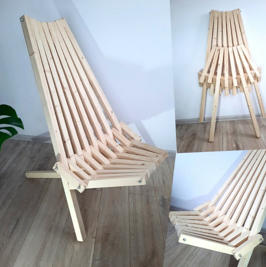 Купить кресло шезлонг для отдыха на природе из дерева в стиле LOFT