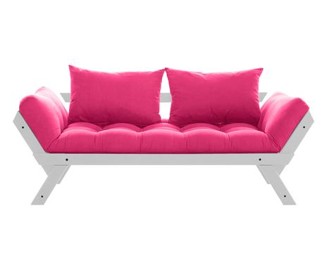 Купить белый диван из дерева с розовой подушкой