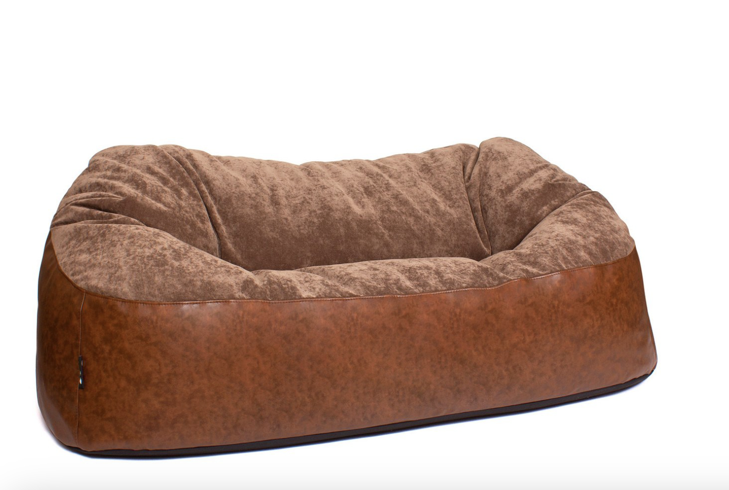 Бескаркасный диван коричневого цвета велюр+экокожа