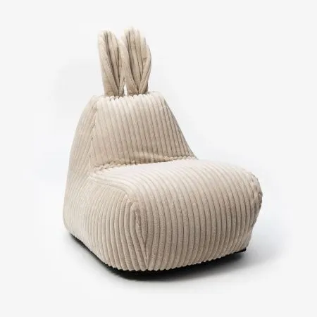 Кресло мешок молочного цвета в виде зайчика