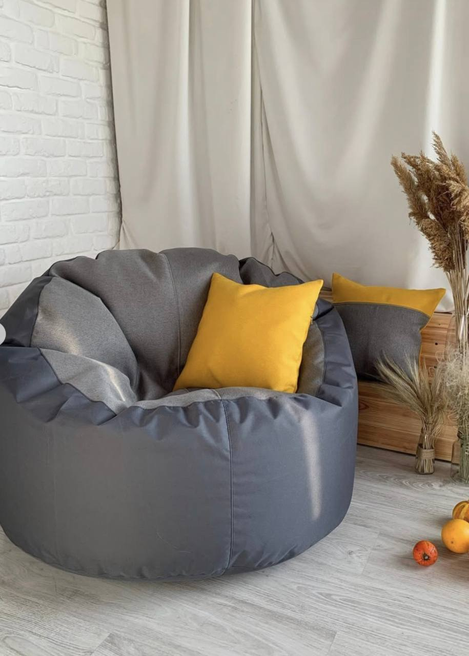 Кресло мешок пенек из рогожки с высокой посадкой