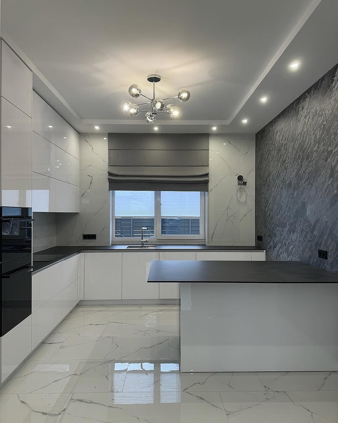 Купить белую кухню с островом под ключ в Днепре