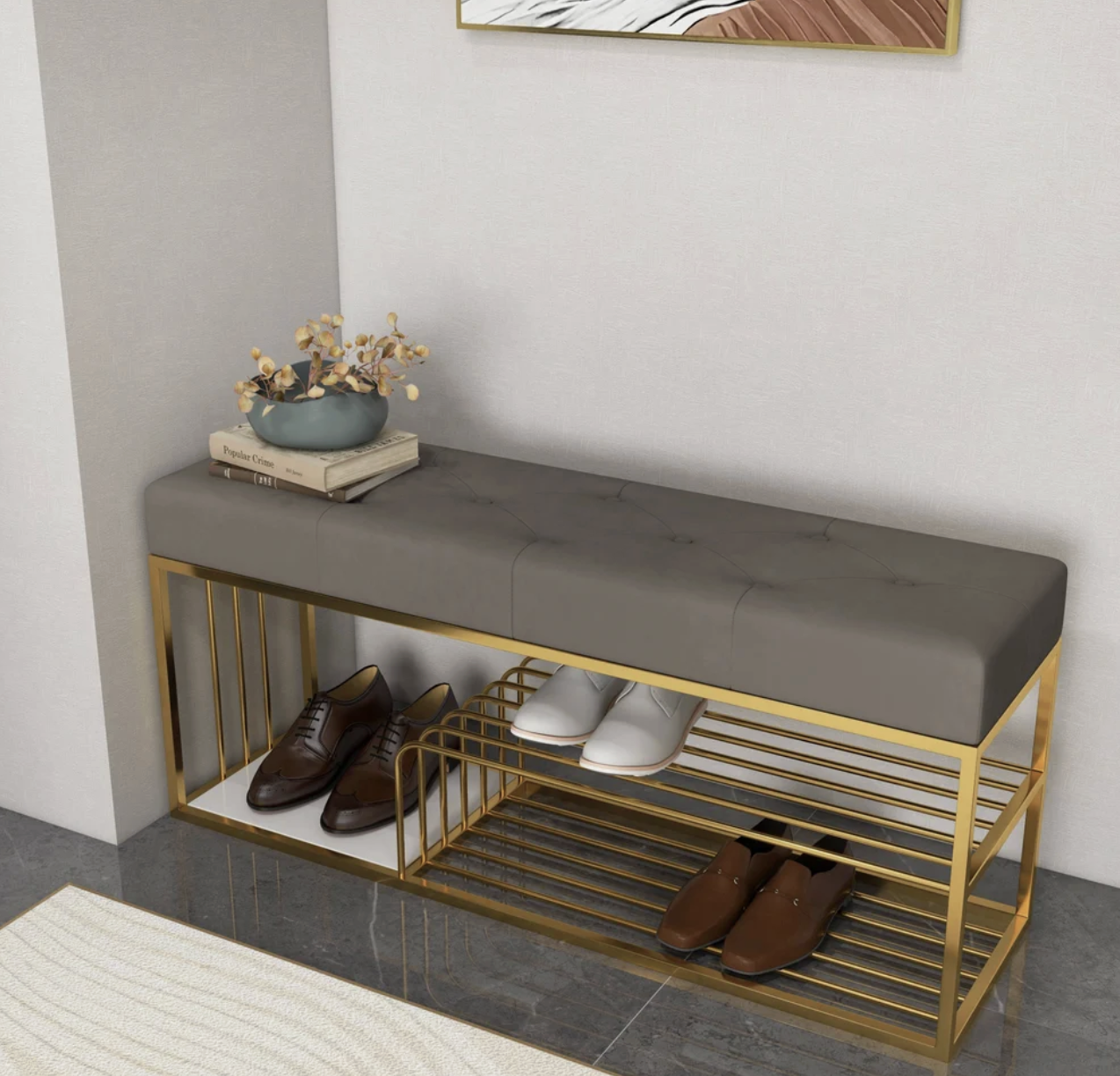 Банкетка в прихожую с полкой для обуви