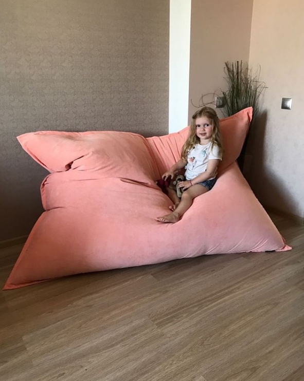 Кресло мешок мат розовый из мебельной ткани