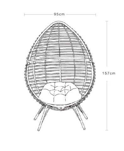 Купить напольное кресло яйцо из плетённого ротанга в Украине