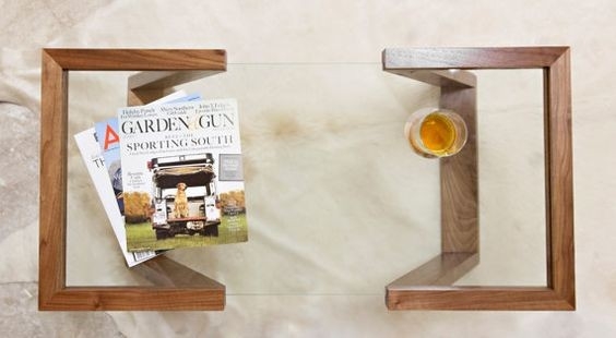 Кофейный журнальный столик со калённым стеклом в стиле ЛОФТ