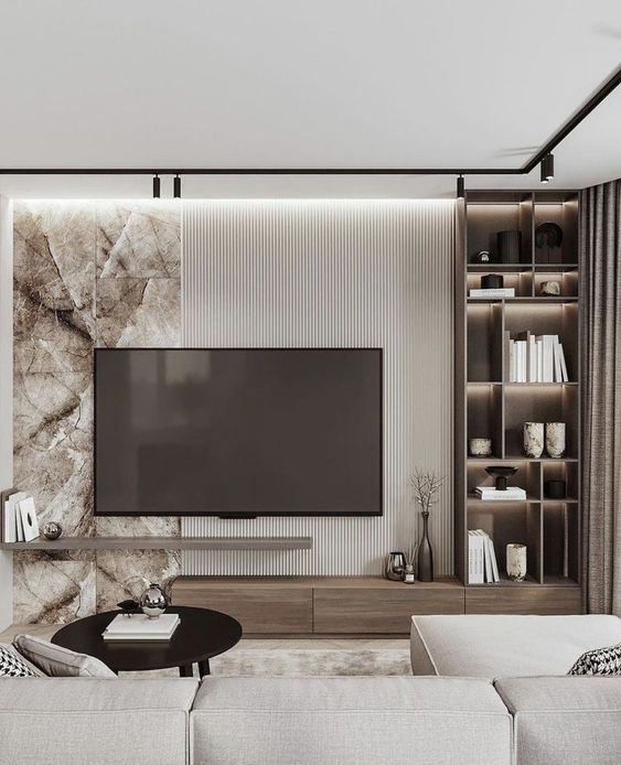 как оформить ТВ зону в гостиной комнате 2024 ?